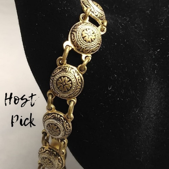Vintage Jewelry - Vintage Boho Brass & Silver Concho Link Bracelet